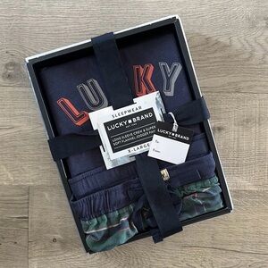 Lucky Brand Men's Navy and Green Sleepwear Set